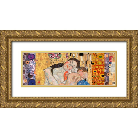 Deco Panel-Death and Life Gold Ornate Wood Framed Art Print with Double Matting by Klimt, Gustav