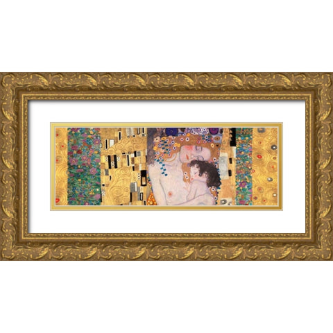 Deco Panel-The Three Ages of Woman Gold Ornate Wood Framed Art Print with Double Matting by Klimt, Gustav