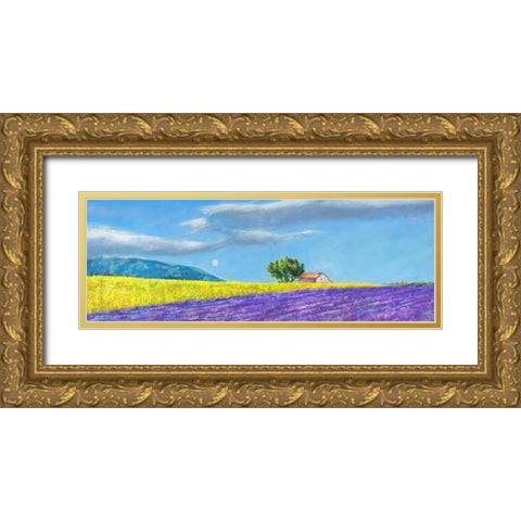 Campi di lavanda Gold Ornate Wood Framed Art Print with Double Matting by Germani, Massimo