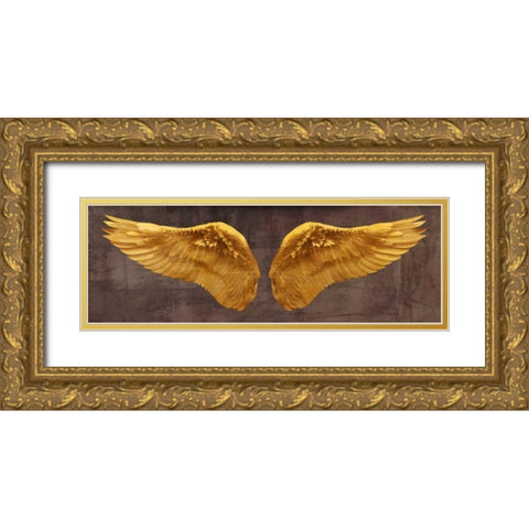 Angel Wings (Gold I) Gold Ornate Wood Framed Art Print with Double Matting by Joannoo