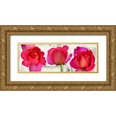 Spring Roses Gold Ornate Wood Framed Art Print with Double Matting by Thomlinson, Jenny