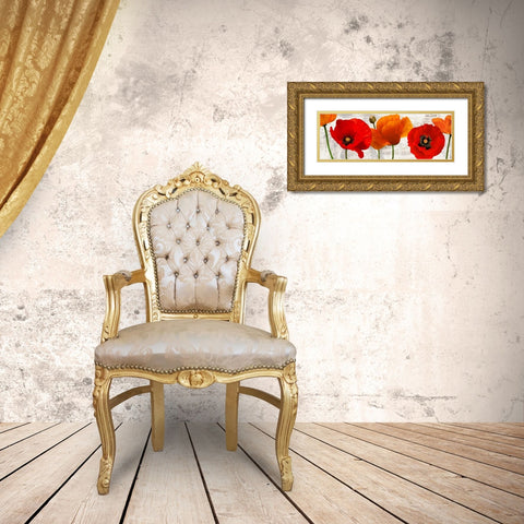 Summer Poppies Gold Ornate Wood Framed Art Print with Double Matting by Thomlinson, Jenny