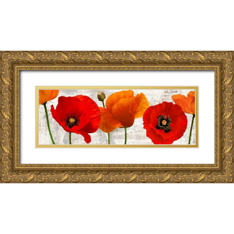 Summer Poppies Gold Ornate Wood Framed Art Print with Double Matting by Thomlinson, Jenny