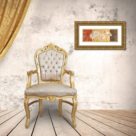 Poppies on Smooth Background Gold Ornate Wood Framed Art Print with Double Matting by Jenny, Thomlinson