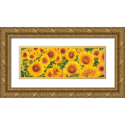 Field of Sunflowers Gold Ornate Wood Framed Art Print with Double Matting by Villa, Luca