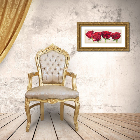 Rose romantiche Gold Ornate Wood Framed Art Print with Double Matting by Villa, Luca