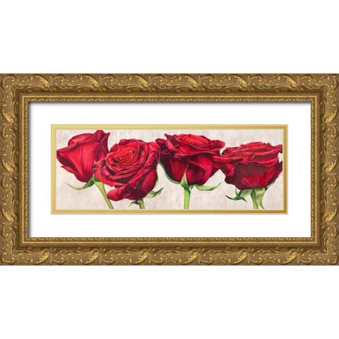 Rose romantiche Gold Ornate Wood Framed Art Print with Double Matting by Villa, Luca
