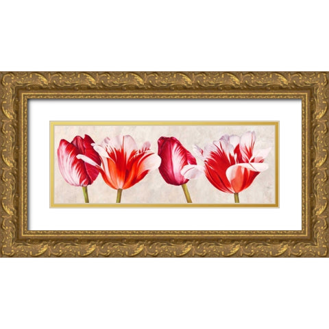Gioiosi tulipani Gold Ornate Wood Framed Art Print with Double Matting by Villa, Luca