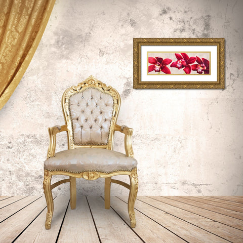 Eleganti orchidee Gold Ornate Wood Framed Art Print with Double Matting by Villa, Luca