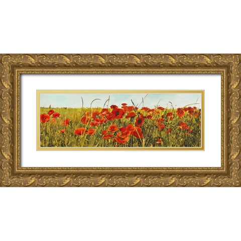 Poppy Field Gold Ornate Wood Framed Art Print with Double Matting by Villa, Luca