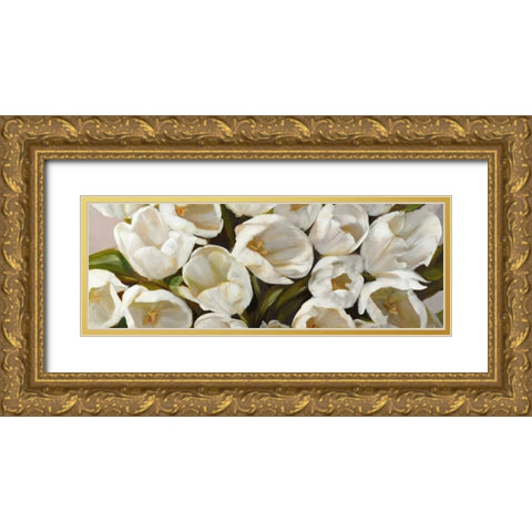 Tulipani bianchi Gold Ornate Wood Framed Art Print with Double Matting by Sanna, Leonardo