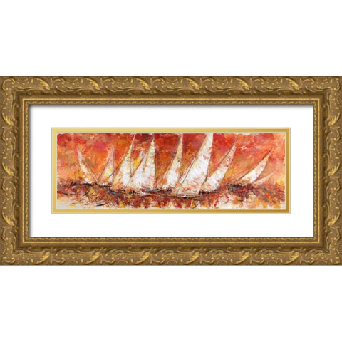 Regata al tramonto Gold Ornate Wood Framed Art Print with Double Matting by Florio, Luigi