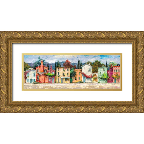 Paese italiano Gold Ornate Wood Framed Art Print with Double Matting by Luigi, Florio