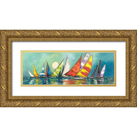 Regata al chiar di Luna I Gold Ornate Wood Framed Art Print with Double Matting by Florio, Luigi