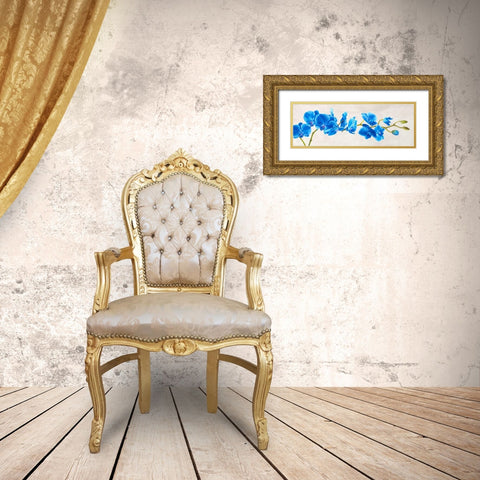 Blue Orchid Gold Ornate Wood Framed Art Print with Double Matting by Mills, Shin