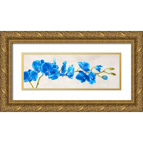 Blue Orchid Gold Ornate Wood Framed Art Print with Double Matting by Mills, Shin