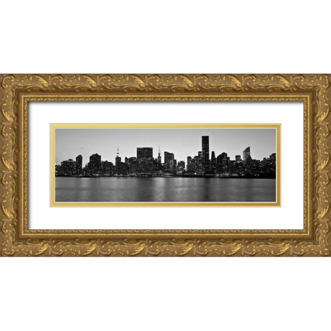 Midtown Manhattan skyline, NYC Gold Ornate Wood Framed Art Print with Double Matting by Setboun, Michel