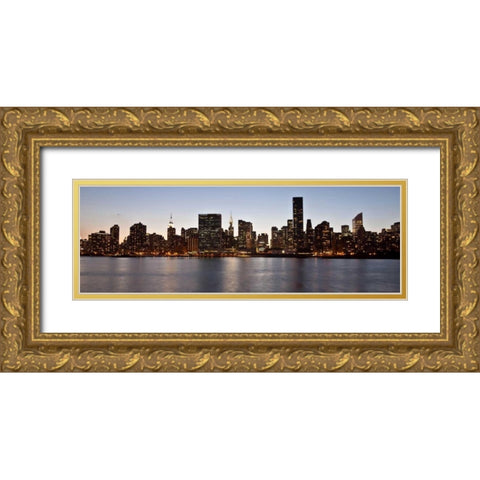 Midtown Manhattan skyline, NYC Gold Ornate Wood Framed Art Print with Double Matting by Setboun, Michel