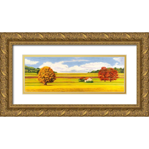 Pianure serene Gold Ornate Wood Framed Art Print with Double Matting by Angelo, Masera