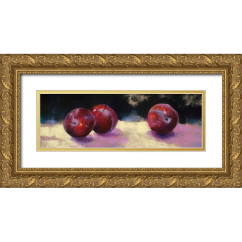 Plums Gold Ornate Wood Framed Art Print with Double Matting by Whatmore, Nel