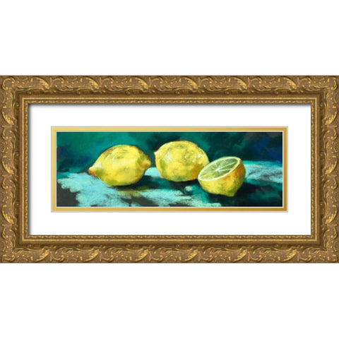 Lemons Gold Ornate Wood Framed Art Print with Double Matting by Whatmore, Nel