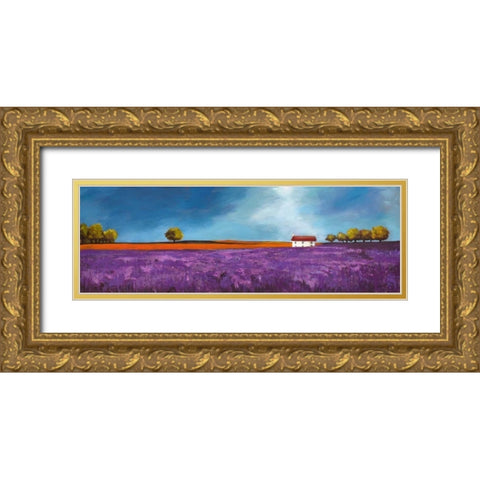 Field of lavender Gold Ornate Wood Framed Art Print with Double Matting by Bloom, Philip
