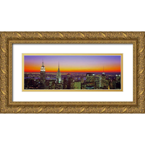 Midtown Manhattan at Sunset NYC Gold Ornate Wood Framed Art Print with Double Matting by Berenholtz, Richard