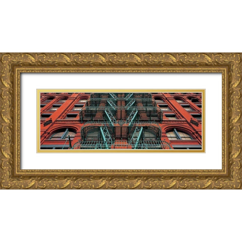 The Puck Building Facade Soho NYC Gold Ornate Wood Framed Art Print with Double Matting by Berenholtz, Richard