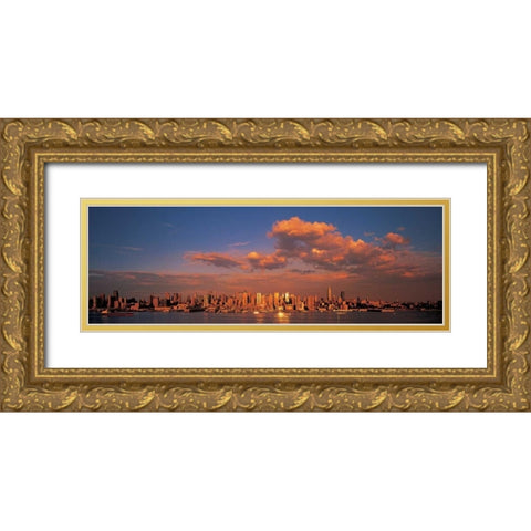 Midtown Manhattan Skyline NYC Gold Ornate Wood Framed Art Print with Double Matting by Berenholtz, Richard