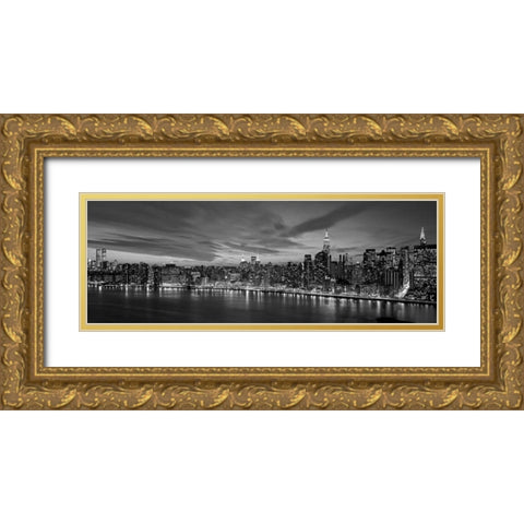 Manhattan Dusk Gold Ornate Wood Framed Art Print with Double Matting by Berenholtz, Richard
