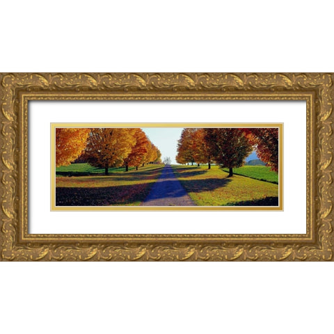 Autumn Road Storm King Mountain New York Gold Ornate Wood Framed Art Print with Double Matting by Berenholtz, Richard