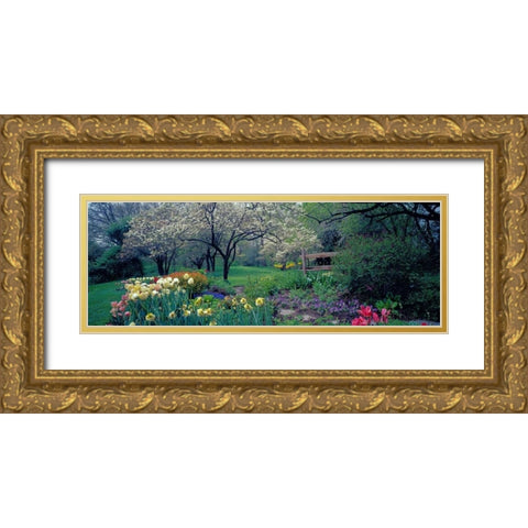 Country garden Old Westbury Gardens Long Island Gold Ornate Wood Framed Art Print with Double Matting by Berenholtz, Richard
