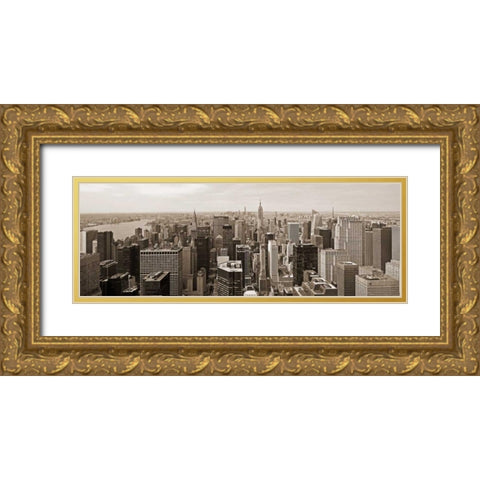 Manhattan Looking South Gold Ornate Wood Framed Art Print with Double Matting by Berenholtz, Richard