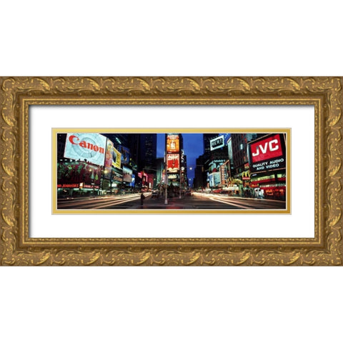 Times Square New York City Gold Ornate Wood Framed Art Print with Double Matting by Berenholtz, Richard
