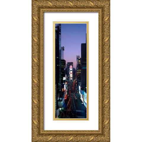 Times Square at night Gold Ornate Wood Framed Art Print with Double Matting by Berenholtz, Richard
