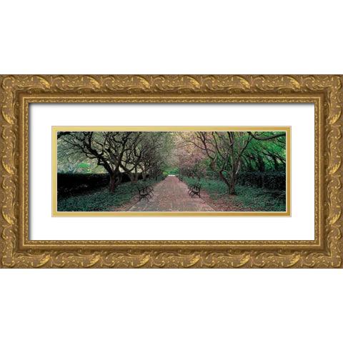 Through Conservatory Garden Central Park NYC Gold Ornate Wood Framed Art Print with Double Matting by Berenholtz, Richard