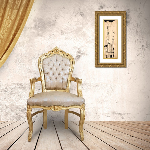 Standing Girl Gold Ornate Wood Framed Art Print with Double Matting by Schiele, Egon