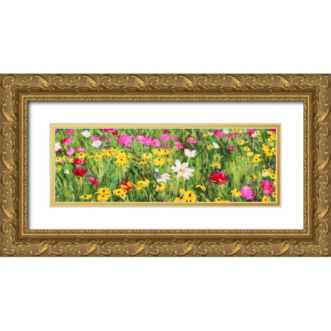 Field of Flowers Gold Ornate Wood Framed Art Print with Double Matting by Mei, Silvia