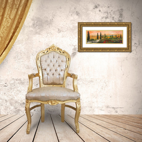 Il viale dei cipressi Gold Ornate Wood Framed Art Print with Double Matting by Marzari, Tebo