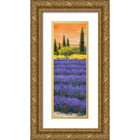 Pomeriggio tra la lavanda Gold Ornate Wood Framed Art Print with Double Matting by Marzari, Tebo