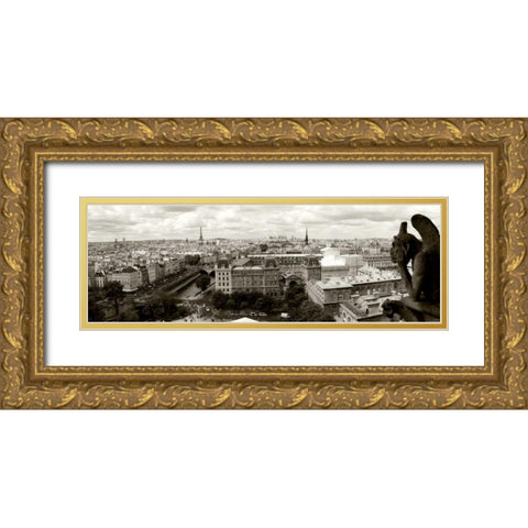 Paris Panorama Gold Ornate Wood Framed Art Print with Double Matting by Ratsenskiy, Vadim