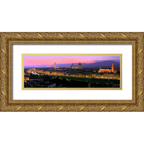 Florence at night Gold Ornate Wood Framed Art Print with Double Matting by Ratsenskiy, Vadim