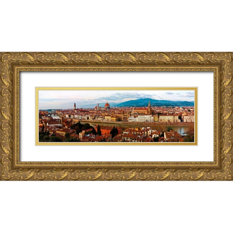 Panoramic view of Florence Gold Ornate Wood Framed Art Print with Double Matting by Ratsenskiy, Vadim