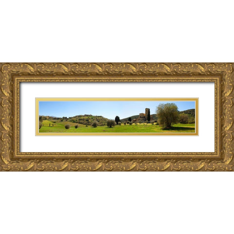 Abbazia di S. Antimo-Val d Orcia-Tuscany Gold Ornate Wood Framed Art Print with Double Matting by Pangea Images