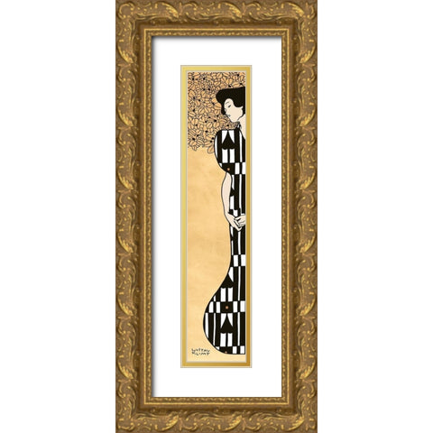 Woman and Tree II (Gold) Gold Ornate Wood Framed Art Print with Double Matting by Gustav, Klimt