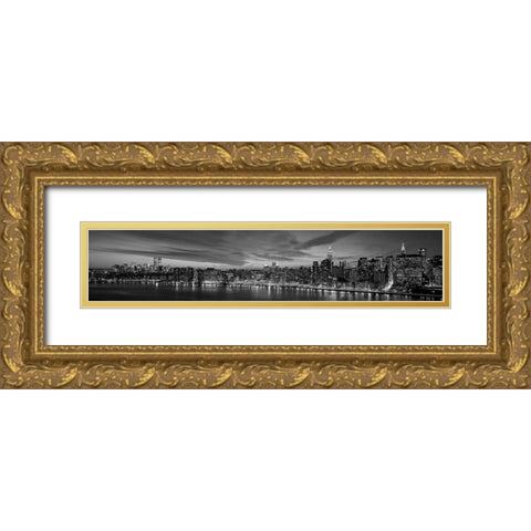 Manhattan Dusk Gold Ornate Wood Framed Art Print with Double Matting by Berenholtz, Richard