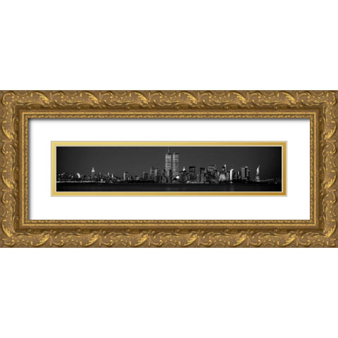 Manhattan Skyline 2001 Gold Ornate Wood Framed Art Print with Double Matting by Berenholtz, Richard