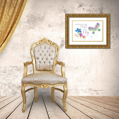 Dreams Take Flight on White II Gold Ornate Wood Framed Art Print with Double Matting by Reed, Tara