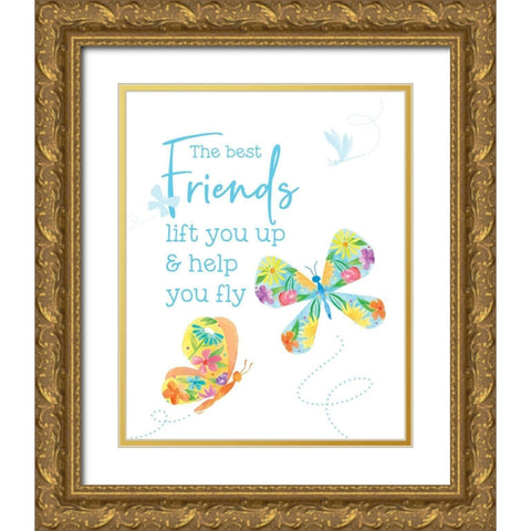 Dreams Take Flight on White V Gold Ornate Wood Framed Art Print with Double Matting by Reed, Tara