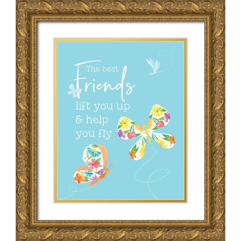 Dreams Take Flight on Blue V Gold Ornate Wood Framed Art Print with Double Matting by Reed, Tara